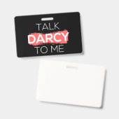 Ik praat tegen mij over Darcy. Badge (Voor- en achterkant)