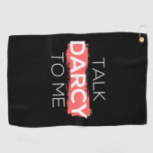 Ik praat tegen mij over Darcy. Golfhanddoek (Horizontaal)