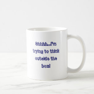 Ik probeer buiten de doos te denken. koffiemok