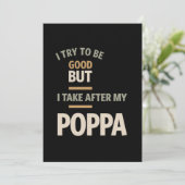 Ik probeer goed te zijn, maar ik neem na mijn papa bedankkaart (Staand voorkant)