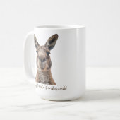 Ik probeer het in deze wereld grappig te maken koffiemok (Voorkant links)