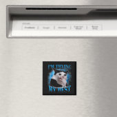 Ik probeer mijn grappige huilende kat meme mannen magneet (Insitu (Vaatwasser))