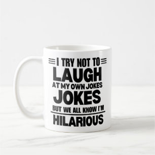 Ik probeer niet te lachen in mijn eigen okes koffiemok
