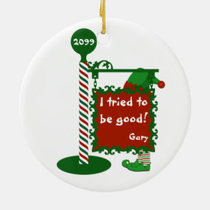 "Ik probeerde goed te zijn" kerstgebaar Elf Keramisch Ornament