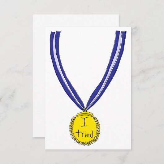 Ik probeerde medaille bedankkaart (Voorkant / Achterkant)