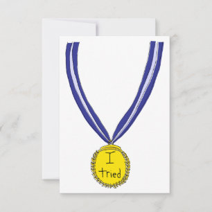 Ik probeerde medaille bedankkaart