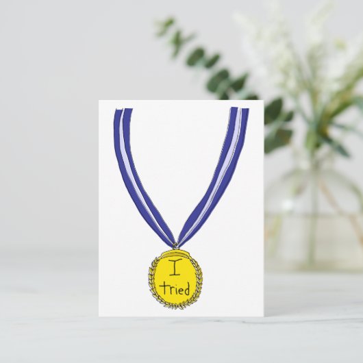 Ik probeerde medaille briefkaart (Staand voorkant)