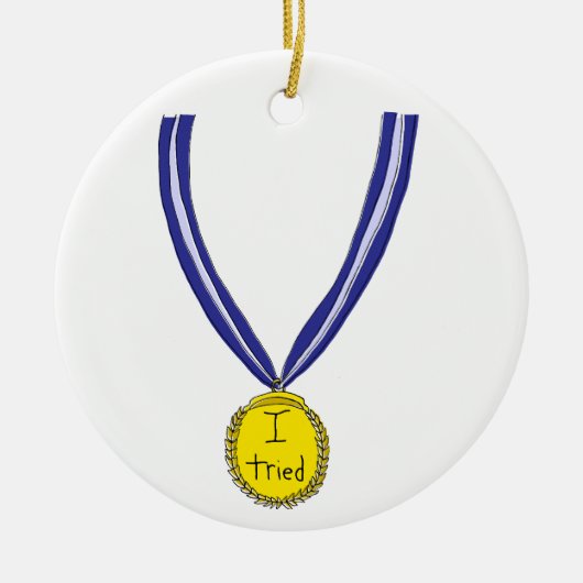 Ik probeerde medaille keramisch ornament (Voorkant)