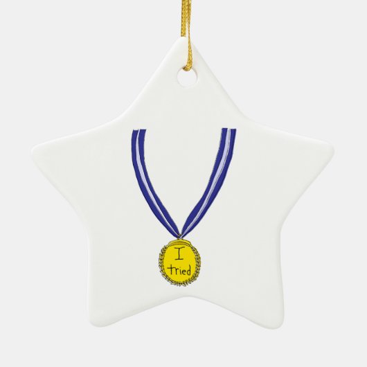 Ik probeerde medaille keramisch ornament (Achterkant)