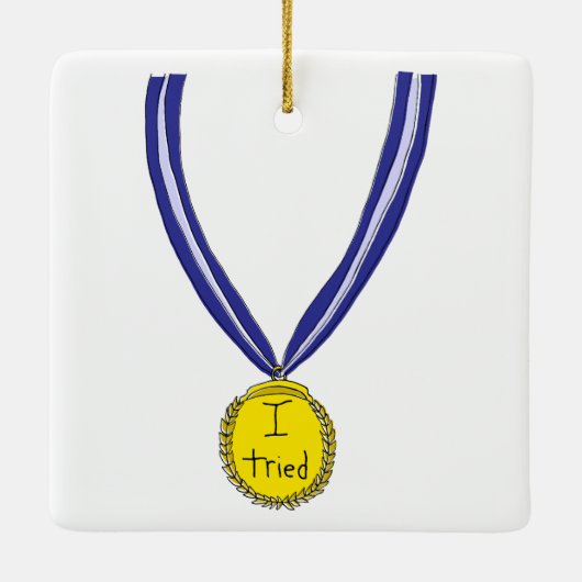 Ik probeerde medaille keramisch ornament (Achterkant)