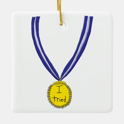 Ik probeerde medaille keramisch ornament (Voorkant)