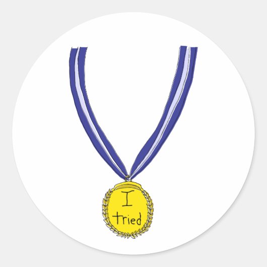 Ik probeerde medaille ronde sticker (Voorkant)