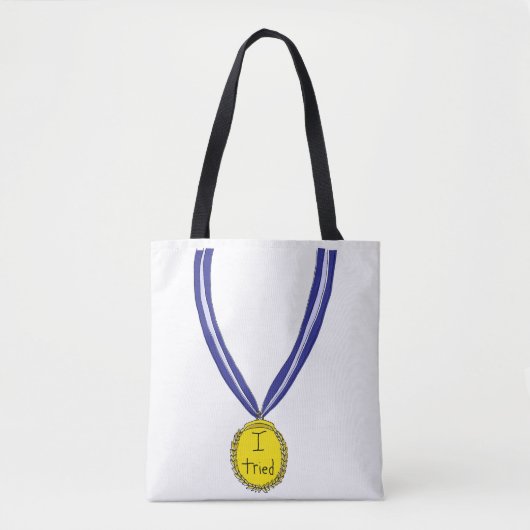 Ik probeerde medaille tote bag (Voorkant)