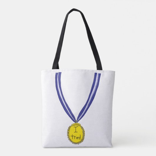 Ik probeerde medaille tote bag (Achterkant)