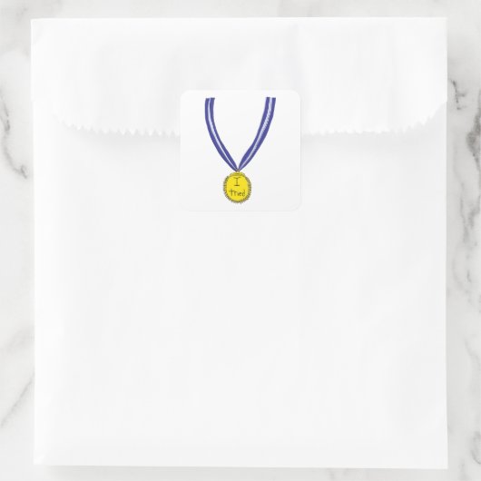 Ik probeerde medaille vierkante sticker (Tas)