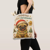 Ik Puggend van Kerstmis Boodschappentas Tote Bag (Dichtbij)