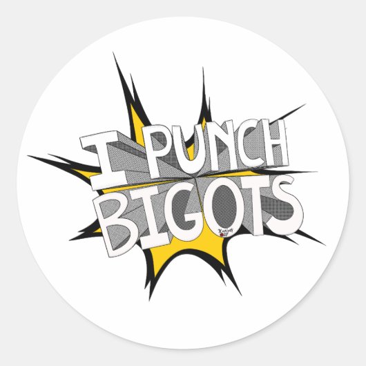 IK PUNCH BIGOTS CLASSIC RONDE STICKER (Voorkant)