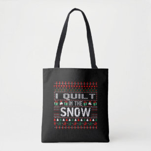 Ik quilt in de sneeuw kerst lelijke trui tote bag