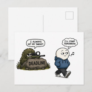 Ik Raak Altijd Mijn Doel – Grappige Uitstelgedrag Briefkaart