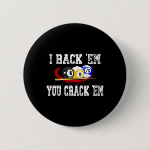 Ik rack em jij crack em grappige biljartpool bilja ronde button 5,7 cm