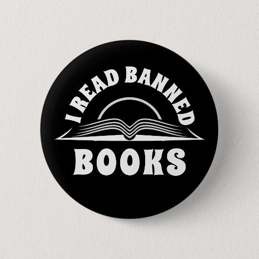 Ik rad verboden boek zwart-wit tekstontwerp ronde button 5,7 cm (Voorkant)