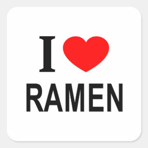 Ik ❤️ RAMEN Ik HOU VAN RAMEN Ik HEB RAMEN HART VIE Vierkante Sticker