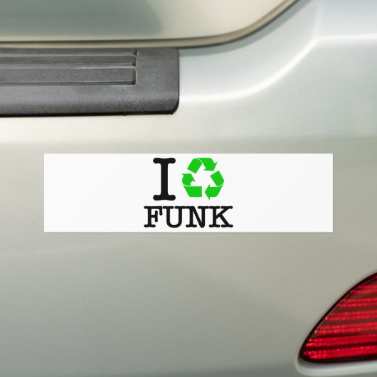 Ik recycle funk bumpersticker (Op auto)