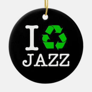 Ik recycle jazz keramisch ornament