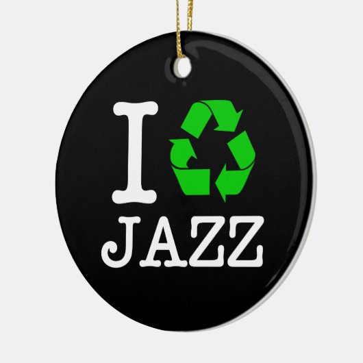 Ik recycle jazz keramisch ornament (Links)