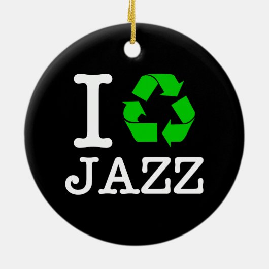 Ik recycle jazz keramisch ornament (Achterkant)