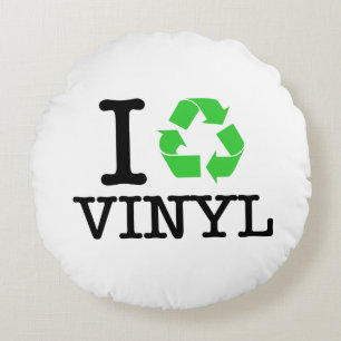 Ik recycle vinyl rond kussen