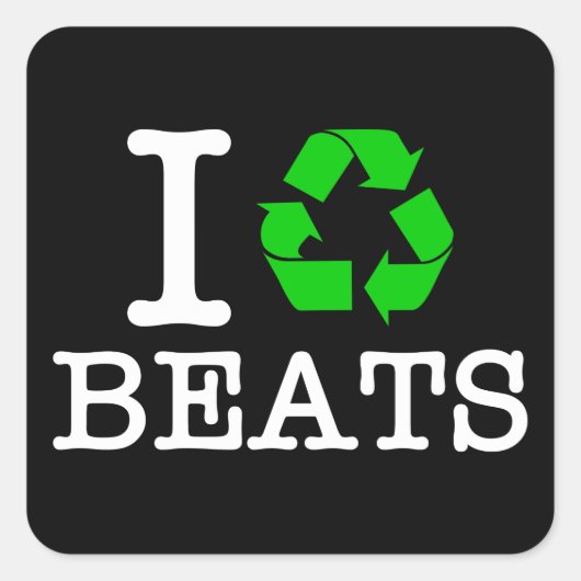 Ik Recyclen Beats Vierkante Sticker (Voorkant)