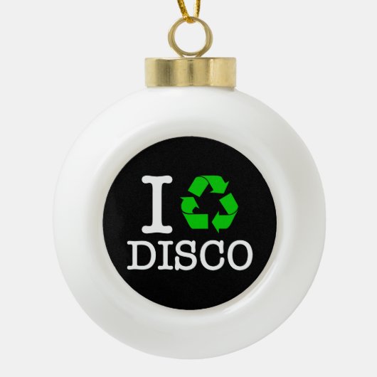 Ik Recyclen Disco Keramische Bal Ornament (Voorkant)