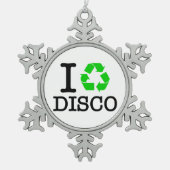 Ik Recyclen Disco Tin Sneeuwvlok Ornament (Voorkant)