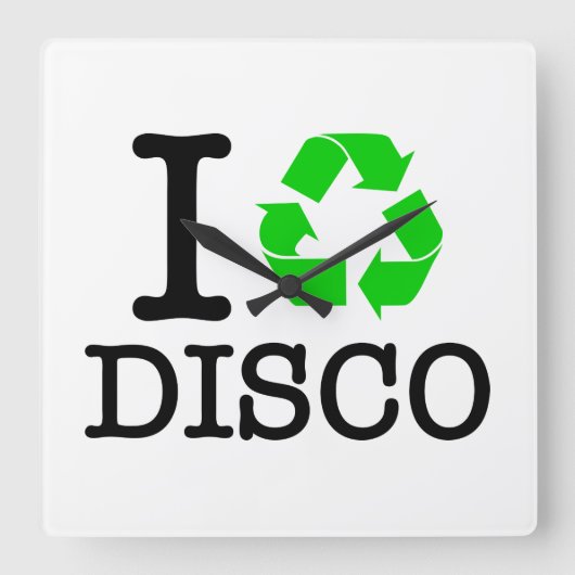 Ik recyclen Disco Vierkante Klok (Voorkant)