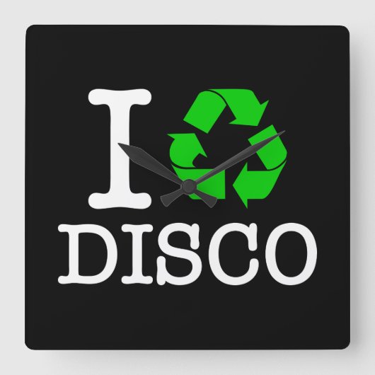Ik Recyclen Disco Vierkante Klok (Voorkant)