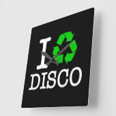 Ik Recyclen Disco Vierkante Klok (Hoek)