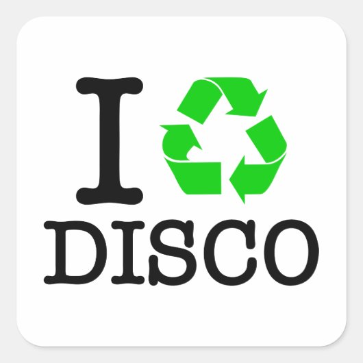 Ik Recyclen Disco Vierkante Sticker (Voorkant)