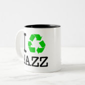 Ik Recyclen Jazz Tweekleurige Koffiemok (Voorkant links)