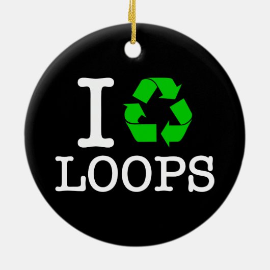 Ik Recyclen Loops Keramisch Ornament (Achterkant)