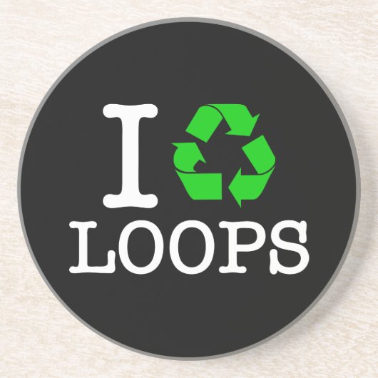 Ik Recyclen Loops Zandsteen Onderzetter (Voorkant)