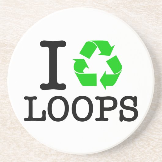 Ik Recyclen Loops Zandsteen Onderzetter (Voorkant)