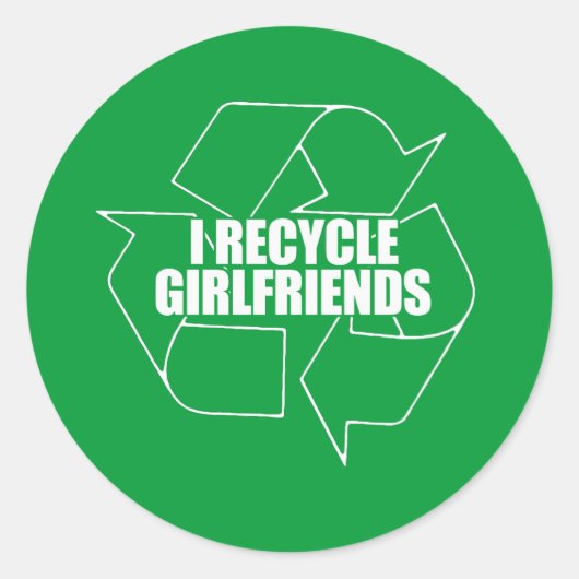 IK RECYCLEN VRIENDINNEN RONDE STICKER (Voorkant)