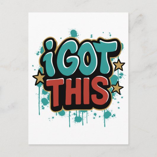 IK RED HET Graffiti Stijl Motiverende Typografie Briefkaart (Voorkant)