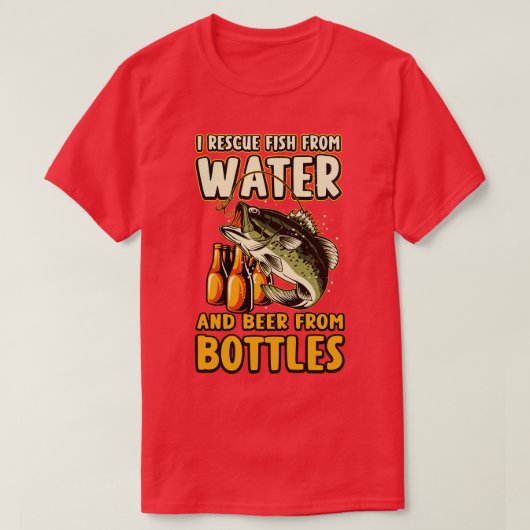 Ik red vis uit water en bier uit flessen plezier t-shirt (Design voorkant)