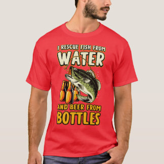 Ik red vis uit water en bier uit flessen plezier t-shirt