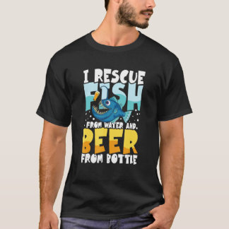 Ik red vissen uit water en bier grappige citaten t-shirt