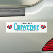 Ik redde een Chiweenie (Vrouw) ontwerp van de Dog  Bumpersticker (Op auto)