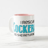 Ik redde een Cockeranian (Vrouw) Dog Adoption Tweekleurige Koffiemok (Voorkant links)
