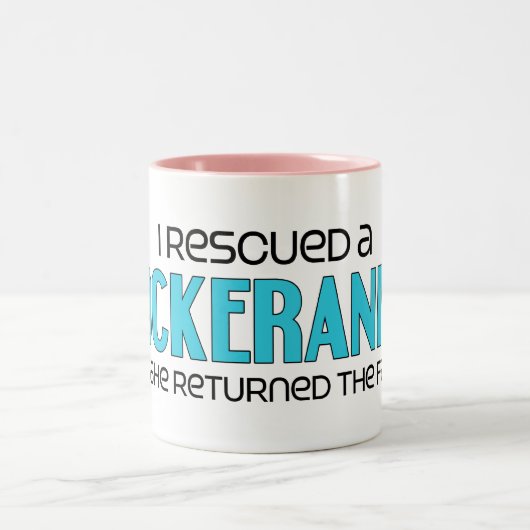 Ik redde een Cockeranian (Vrouw) Dog Adoption Tweekleurige Koffiemok (Center)